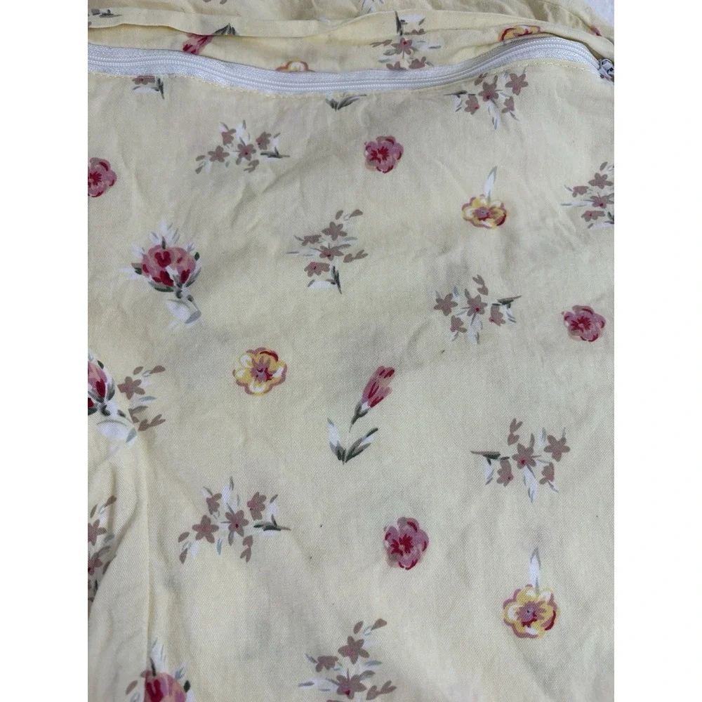Boppy Pillow Replacement Cover Yellow Cotton With Pink Flowers Zipper‎ Closure